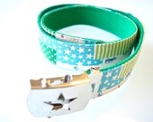 Child's Belt  / Boy Belt - Green Patchwork