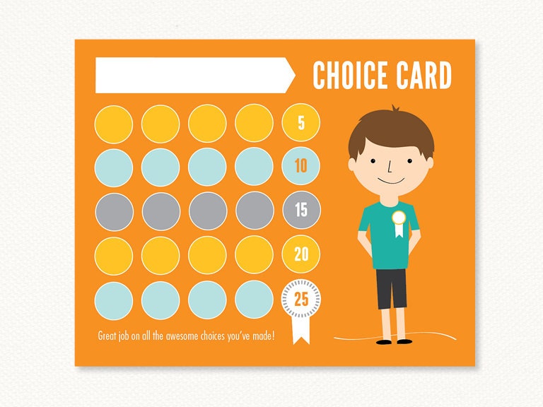 Kids Choice Card, Reward System Printable Boy