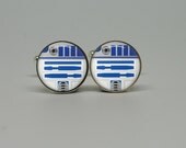 Silver Cuff Links with Star Wars R2D2 gift for birthday or fathers day