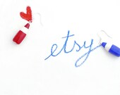 Tiny pencils earrings - lampwork beads