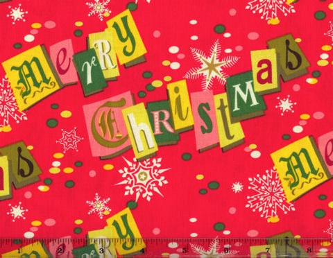 FQ Red Merry Mackenzie Christmas Fabric Anna Griffin