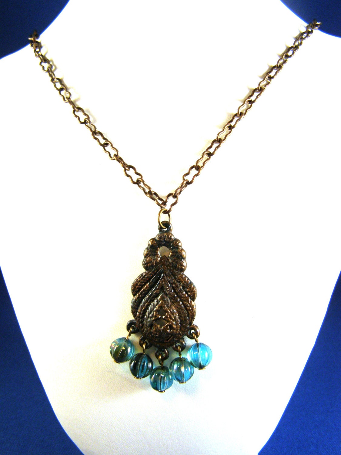 Pendant Necklace- "Blue Ruins"