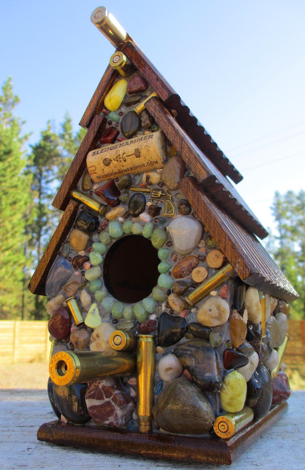 Birdhouse with Recycled Bullet Shell Casings, Wood Rounds and more