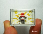 Teeny Tiny Sock Monkey - Miniature Crochet Gray Sock Monkeys - Made to Order