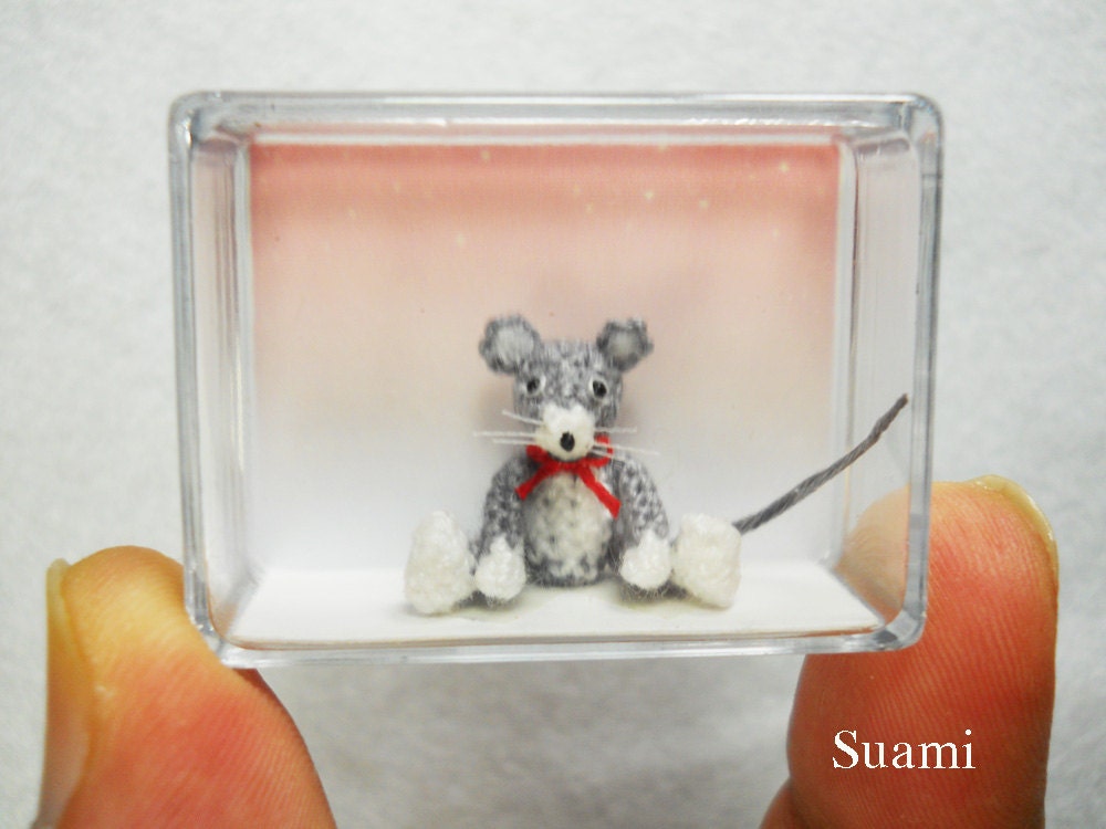 Tiny Crochet Mouse Stuffed Animals - Micro Miniature Amigurumi Rat Mice  - Made To Order