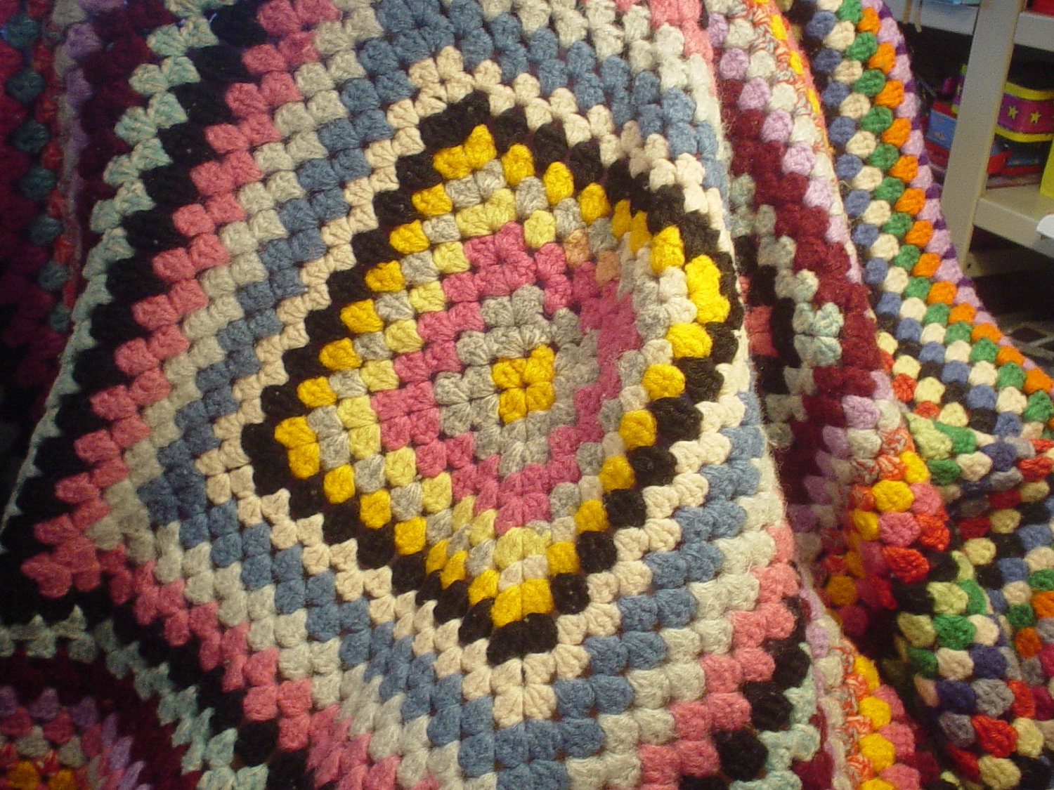 Vibrantly Colored Vintage Afghan