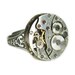 Women's STEAMPUNK Ring Jewelry - Watch Movement TORCH SOLDERED - Benrus Circular w/ Floral Etched Band - Mirror Shine