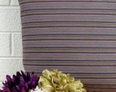Decorative Purple Pillow - 18x18 - Purple and Green Stripe - Decorative Throw Pillow Cover