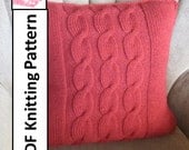 PDF KNITTING PATTERN Cable panel hand knit 20x20 pillow cover