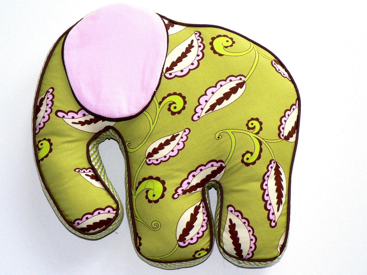 Elephant Pillow Bright Green Pink - ready to ship