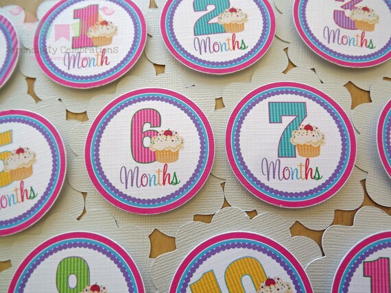Vanilla Cupcake: Monthly Tags Use for photo banners, scrapbooking Il_570xn