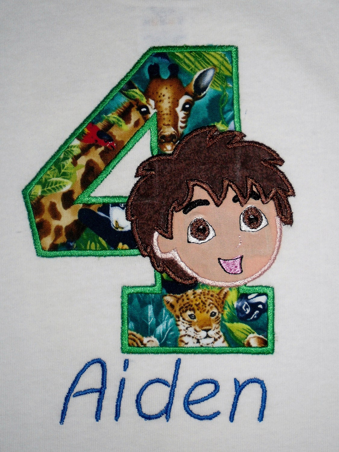 Custom Boutique Diego Birthday Applique t-shirt or onesie - machine embroidered - personalized