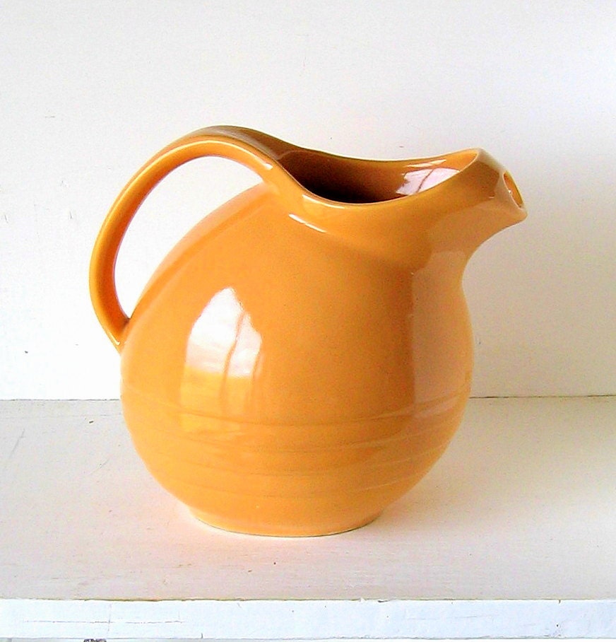 Vintage USA Pottery Orange Pitcher 1950's MARCREST by retrogroovie