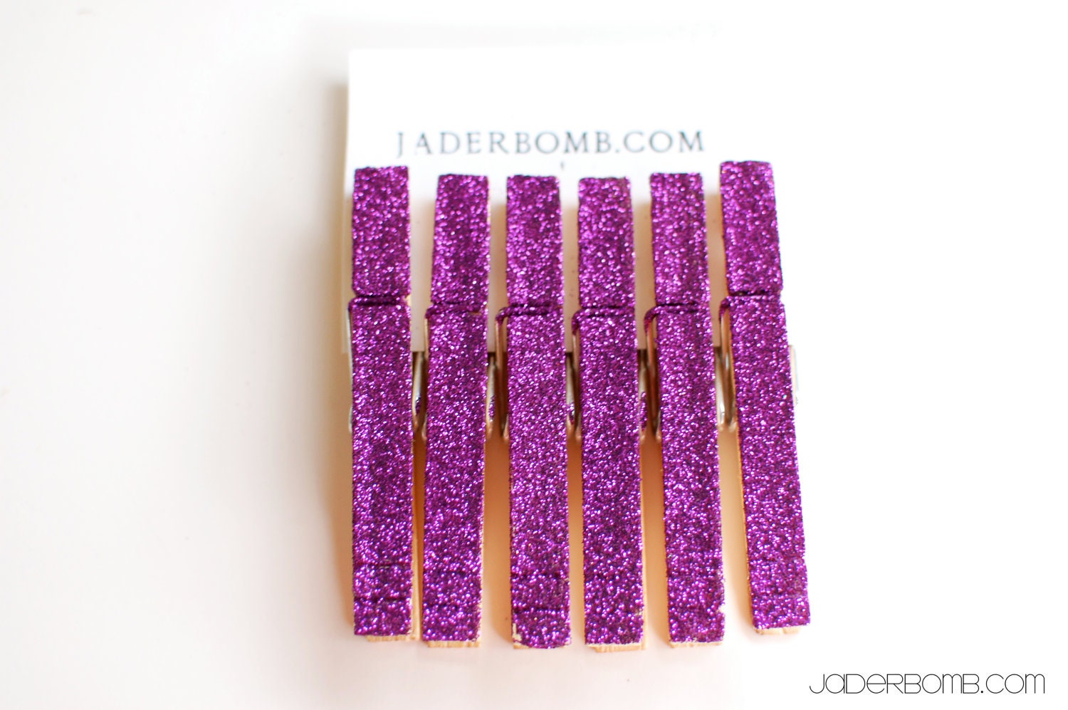 Bubble Gum Glitter Clothespins - Set of 6 - Large