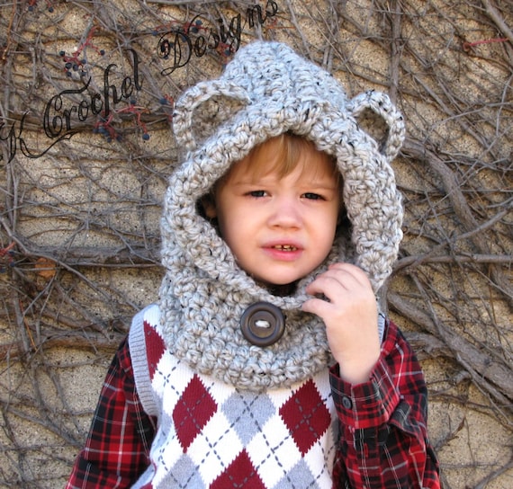 Items similar to Crochet hooded bear cowl-teddy bear cowl ...