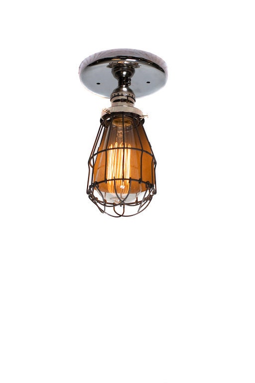 Minimalist Chrome Cage Fixture light - Ceiling Flush Mount / Wall Sconce