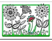 Flower Garden 5x7 Card and Bookmark Doodle Set