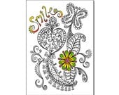 Smile 5x7 Card and Bookmark Doodle set
