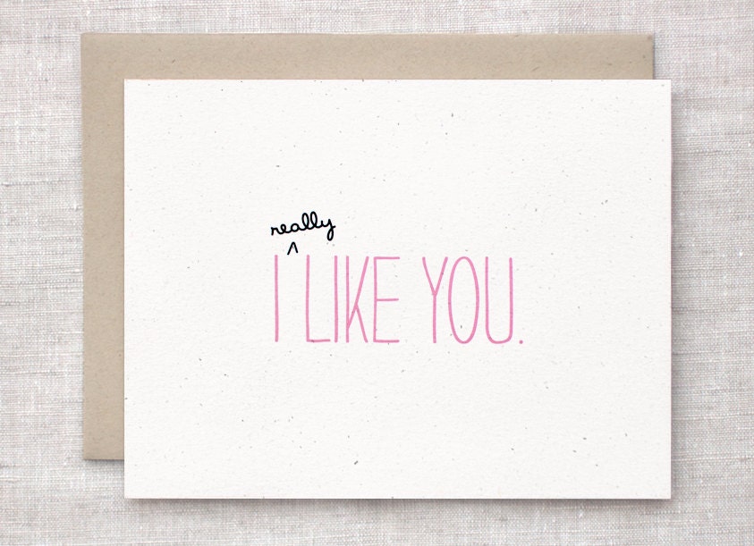 Valentine Card - Cute Anniversary Card, Ecofriendly Card - I Like You