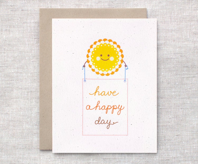 Sunshine Card - Happy Day Card, Eco Friendly Friendship Card, Get Well Card