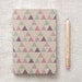 Eco Friendly Mini Notebook with Pencil, Brown Sketchbook - Geometric Patterns, Purple, Green, Pink Triangles