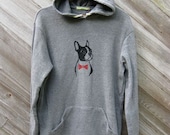 Boston Terrier Hoodie, Grey Sweatshirt, Unisex Hoodie, XS-XXL