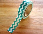 Turquoise Chevron Washi Tape  -15mm x 10m - Party Favor Packaging