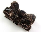 Glitter Hair Clips in Chocolate Brown - Toddler Hair Clips - Baby Hair Clips - No Slip Grip for Fine Hair Tuxedo Bow