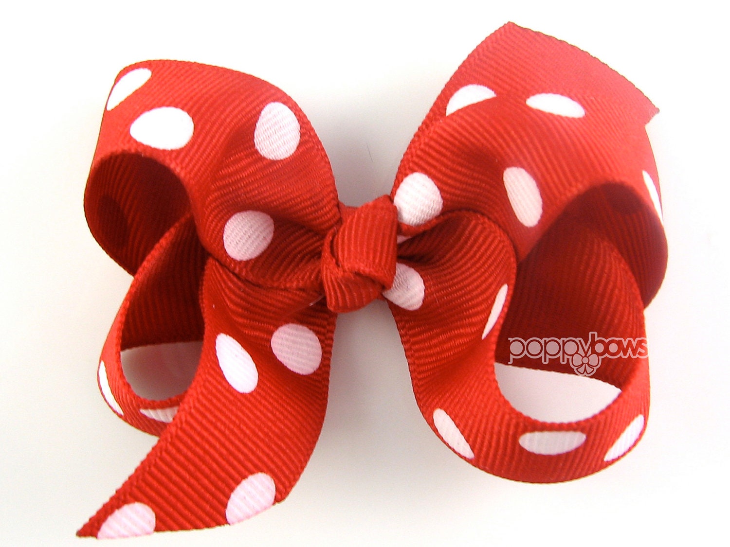 Red and White Polka Dot Hair Bow - 3 Inch - Hair Clips for Girls Alligator Clip Babies Toddler Smooth Tails Knotted Center