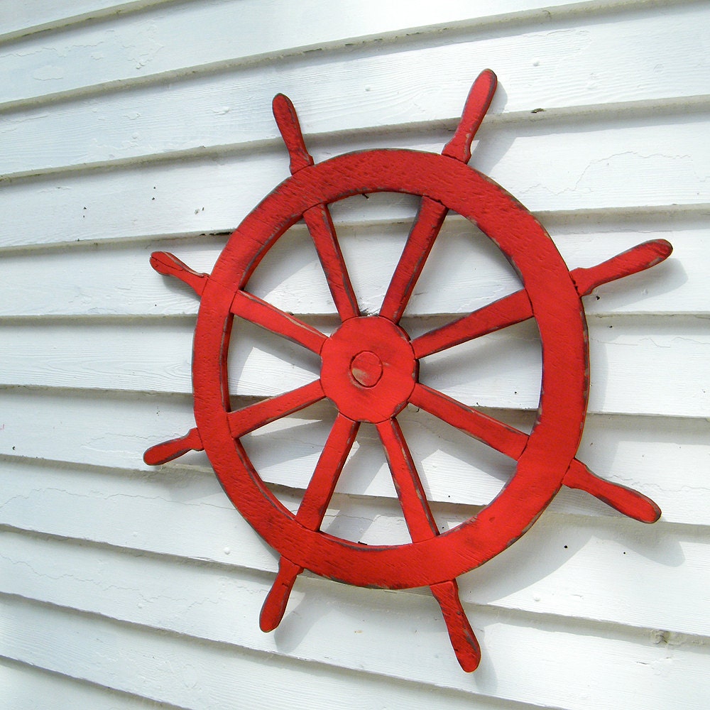 Ships Wheel Sign Nautical Sign Beach Coastal Wall Decor