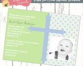 Polkadot Background Baptism / Christening Photo Invitation - Customize Your Colors - Printable DIgital File Il_170x135