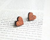 Wooden Heart Earrings, Nickel Free