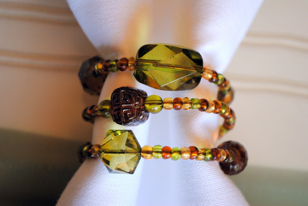 Green Napkin Rings - Olivine - Set of 4