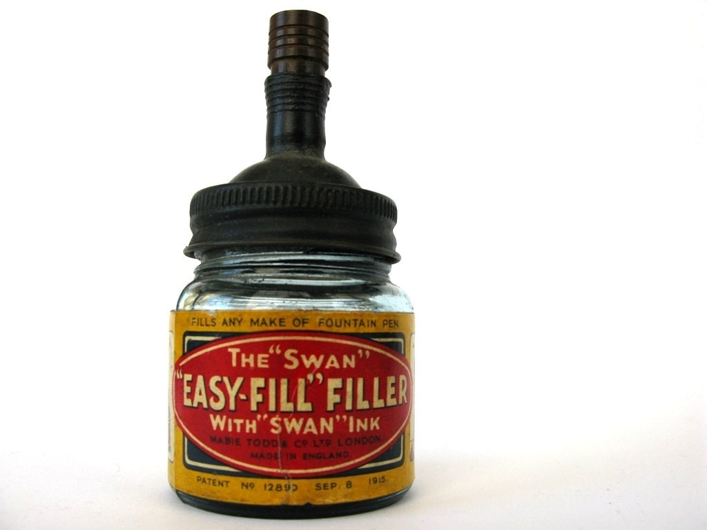 Items similar to Vintage Ink Bottle 1930s Swan Ink Filler by Mabie Todd