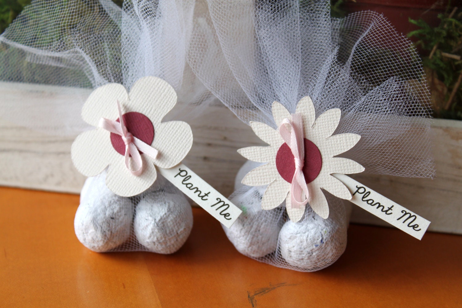 Classic Colors -  Vanilla White and Rose Pink -  Recycled Paper Eco Friendly Seed bombs for  Wedding or Party Favors