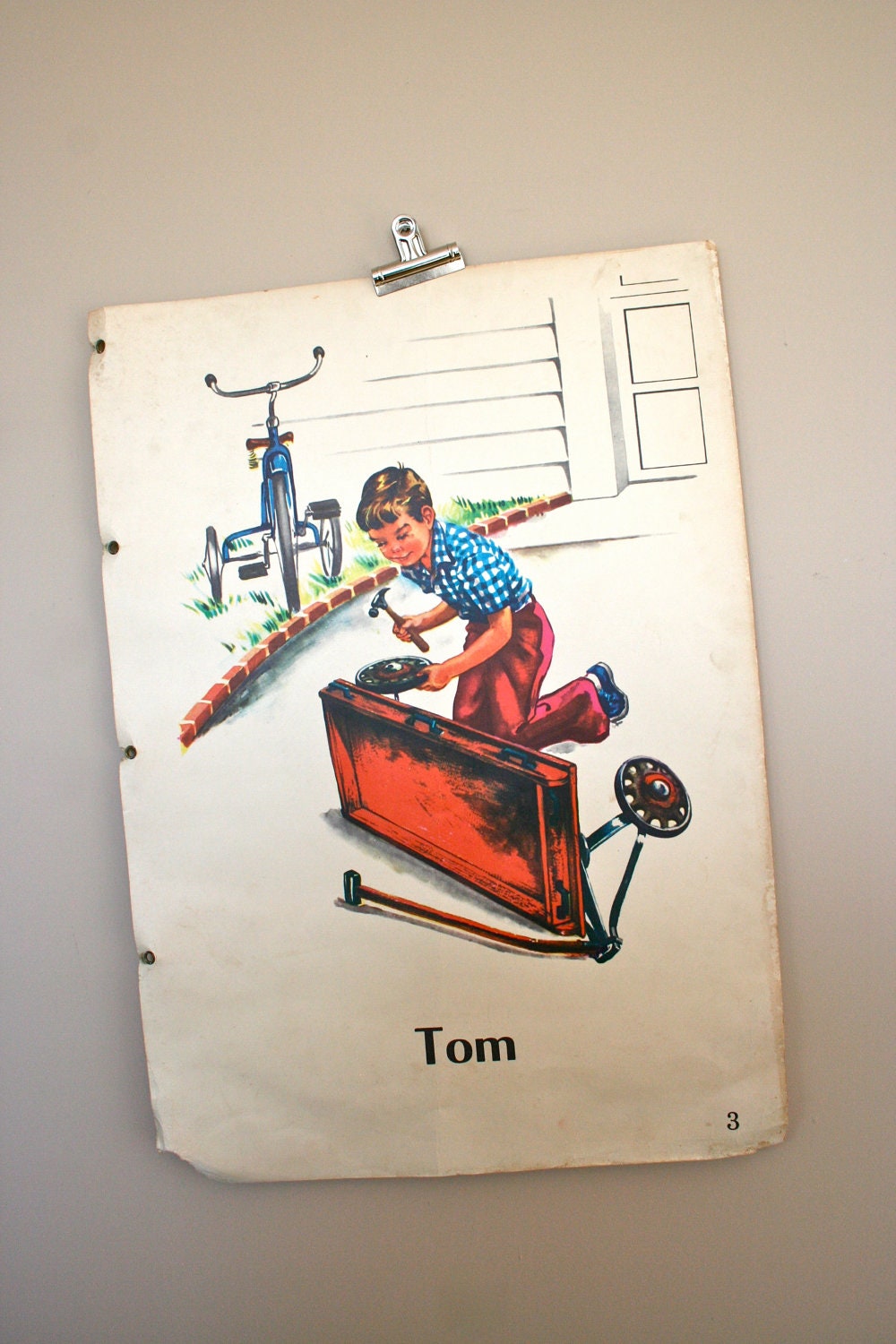 SALE vintage our big red story book pages: tom