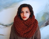The Oversized Cowl or Hood Hand Knit in Autumn Spice Wool Blend - MADE TO ORDER