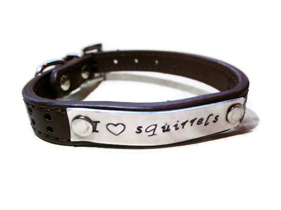 Custom Hand Stamped Leather Dog Collar- Size Small ( Pick your phrase, color, and font)