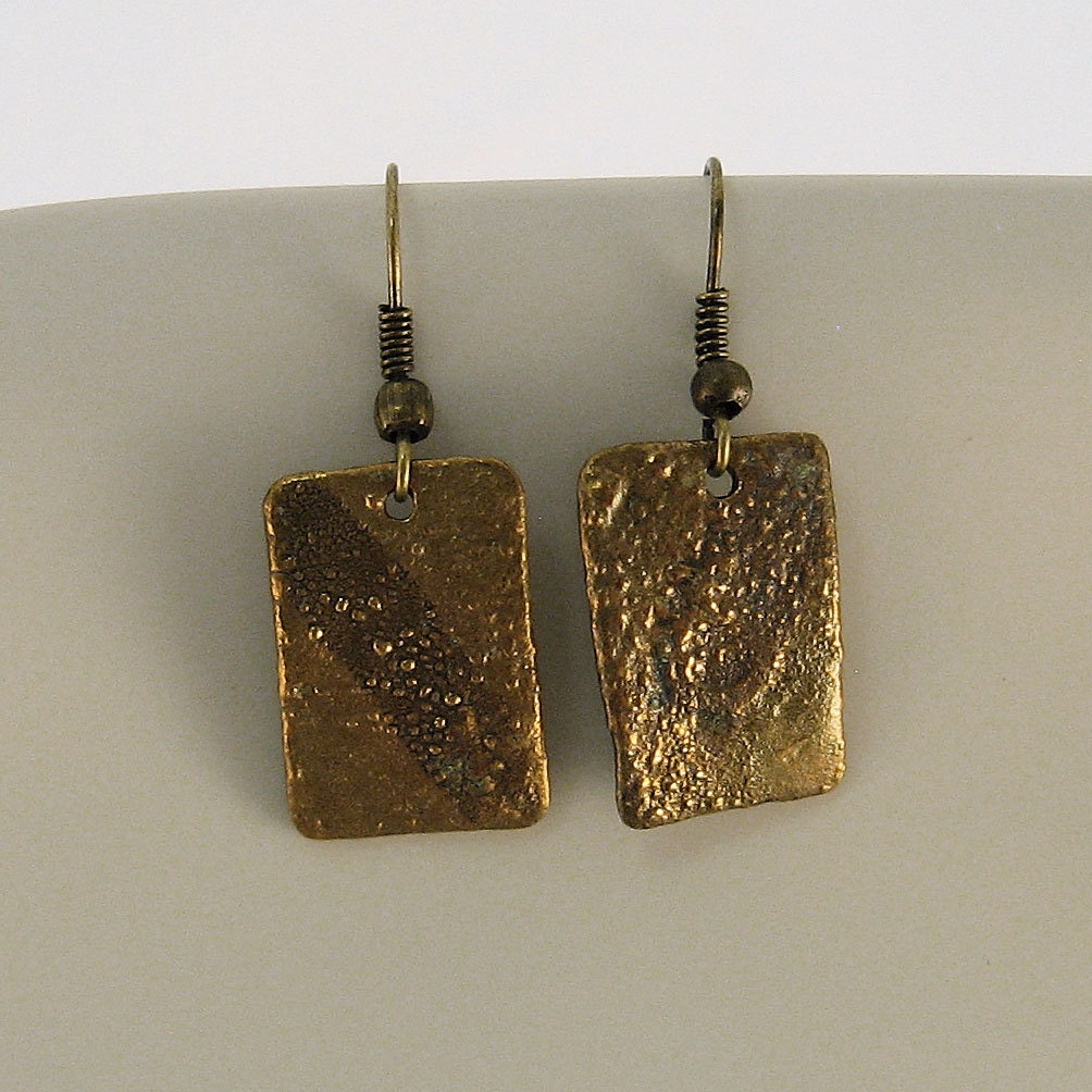CLEARANCE SALE Bronze Rectangle Earrings Gold Color Handmade Fashion Summer Fall Winter Spring Mom