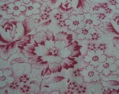Beautiful Vintage Cotton Fabric Deep Rose Pink Roses Rosebuds White Flowers Pillows Patchwork Quilting Lavender Bags Feedsack