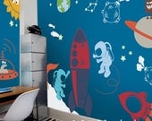 Outer Space Playroom Decal for Kids  - Nursery Wall Decal, Kids Wall Decor