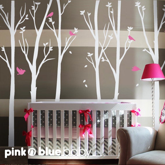 Wall decals, Trees, Birds - Removable Wall Vinyl Decal
