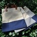 Big Striped Canvas Tote Bag with Leather Strap - Creamy, Walnut and Grey (OWNER WORD)