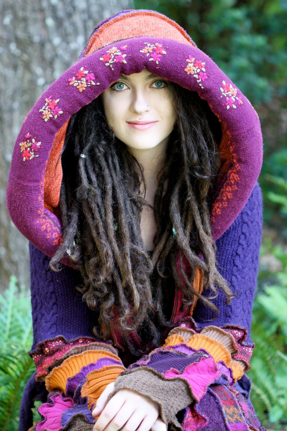 Ready Now Fall  gypsy  faery dream traveling patchwork upcycled recycled sweater coat