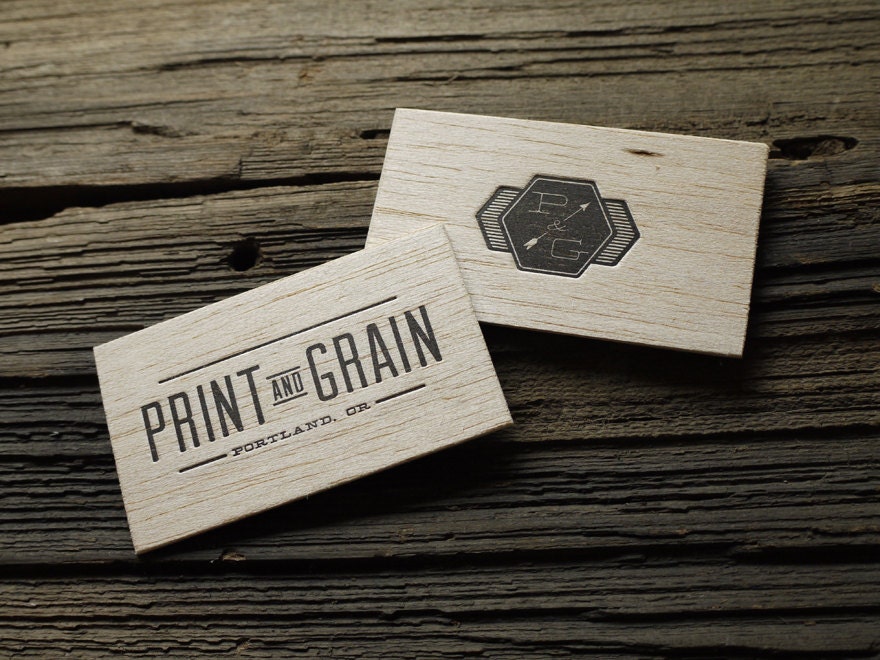 Custom Letterpress Wood Business Card and Graphic Design Package - 100qty
