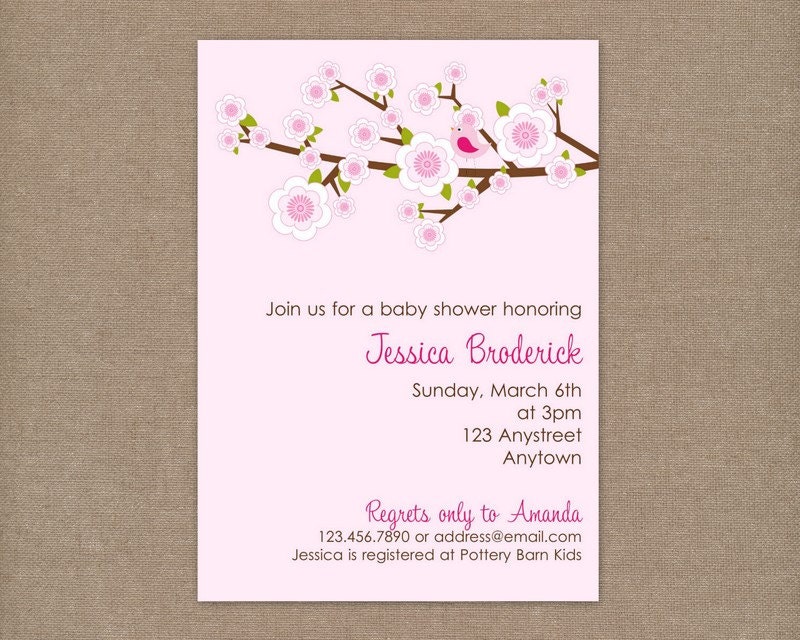 Printable Cherry Blossom Baby Shower Invitation Il_570xn