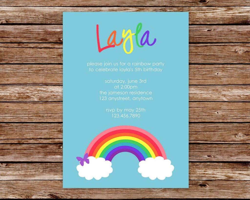 Printable Rainbow Birthday Invitation Il_570xn