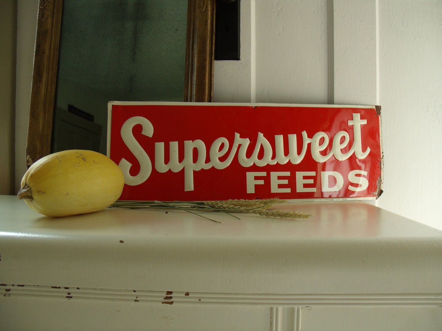 Vintage Supersweet Feeds Sign/Farm Advertising/Agriculture/Livestock