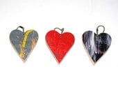 Recycled Skateboard Hearts, Valentine for Him, 3 Wood Hearts, Love, Eco Friendly, Skateboard Deck,  Key Fob,  Upcycled Skateboard