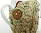 Cable Knit Mug Cozy // Hand Knit // READY TO SHIP // Vegan Eco-Friendly Yarn // Coffee, Tea, Hot Coco
